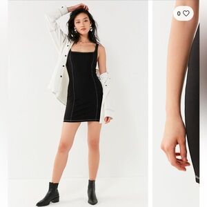 Urban Outfitters black bodycon dress with white stitching